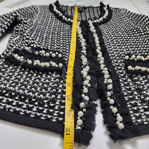 White House Black Market Womens Pearl Tweed Knit Cardigan Jacket Size Small - Picture 11 of 12